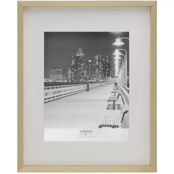 Mikasa 16x16 in. Gallery Frame 15x15 in. Photo without Mat, 5x7 in. Photo with Mat, 2 mm Beveled Mat, Vertical or Horizontal Display, Gray