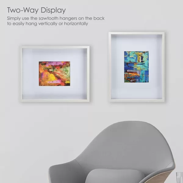 Mikasa 16x16 in. Gallery Frame 15x15 in. Photo without Mat, 5x7 in. Photo with Mat, 2 mm Beveled Mat, Vertical or Horizontal Display, Gray