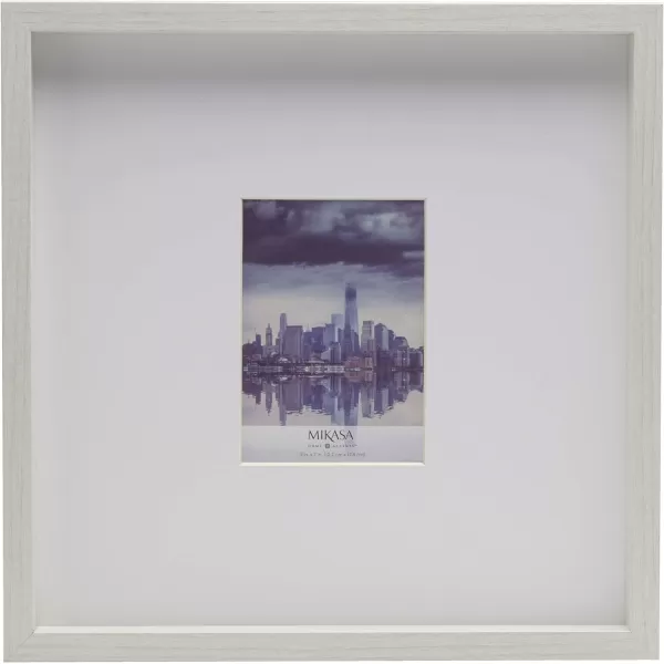 Mikasa 16x16 in. Gallery Frame 15x15 in. Photo without Mat, 5x7 in. Photo with Mat, 2 mm Beveled Mat, Vertical or Horizontal Display, Gray