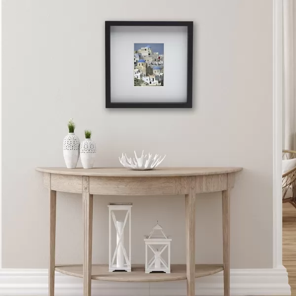 Mikasa 16x16 in. Gallery Frame 15x15 in. Photo without Mat, 5x7 in. Photo with Mat, 2 mm Beveled Mat, Vertical or Horizontal Display, Gray
