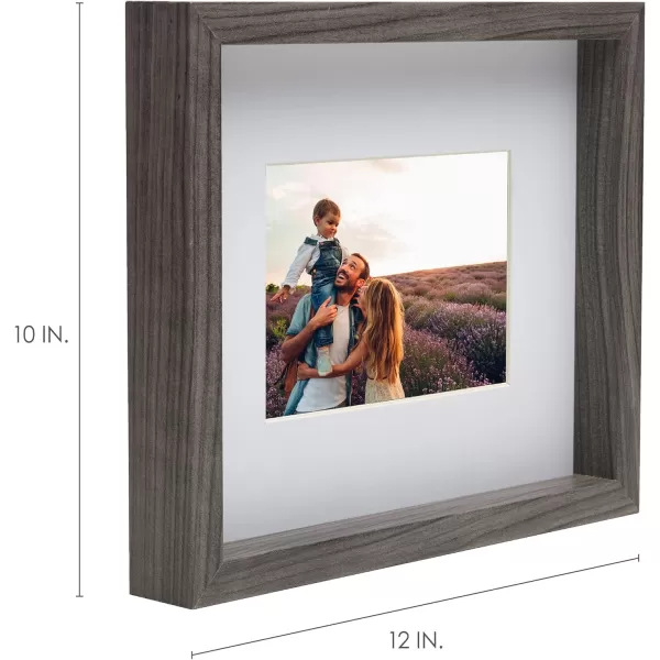 Mikasa 16x16 in. Gallery Frame 15x15 in. Photo without Mat, 5x7 in. Photo with Mat, 2 mm Beveled Mat, Vertical or Horizontal Display, Gray