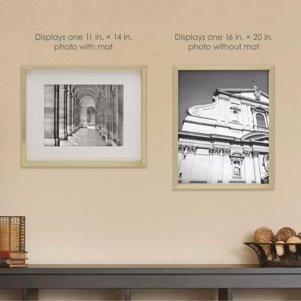 Mikasa 16x16 in. Gallery Frame 15x15 in. Photo without Mat, 5x7 in. Photo with Mat, 2 mm Beveled Mat, Vertical or Horizontal Display, Gray