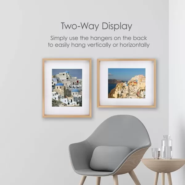 Mikasa 16x16 in. Gallery Frame 15x15 in. Photo without Mat, 5x7 in. Photo with Mat, 2 mm Beveled Mat, Vertical or Horizontal Display, Gray