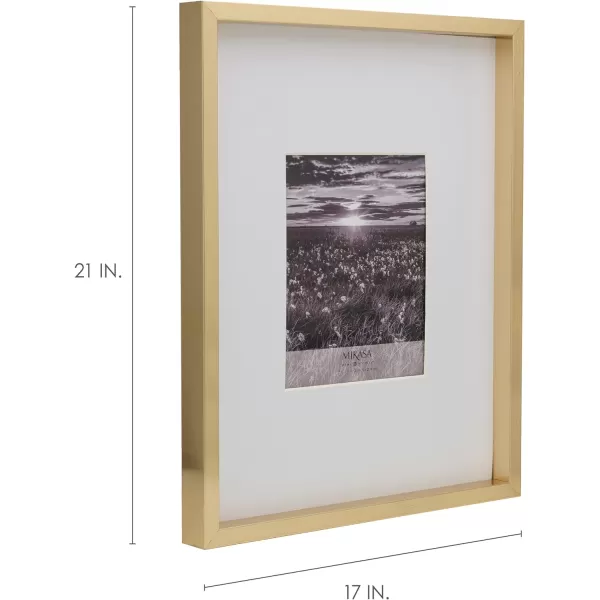 Mikasa 16x16 in. Gallery Frame 15x15 in. Photo without Mat, 5x7 in. Photo with Mat, 2 mm Beveled Mat, Vertical or Horizontal Display, Gray