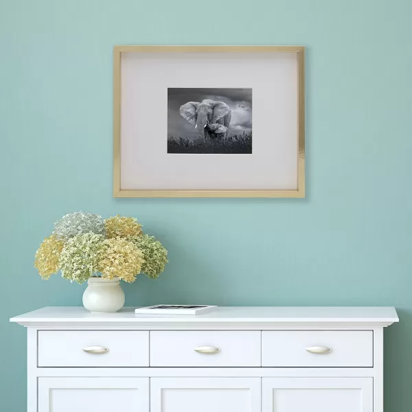 Mikasa 16x16 in. Gallery Frame 15x15 in. Photo without Mat, 5x7 in. Photo with Mat, 2 mm Beveled Mat, Vertical or Horizontal Display, Gray