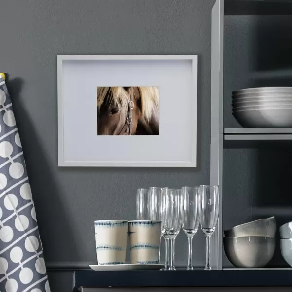 Mikasa 16x16 in. Gallery Frame 15x15 in. Photo without Mat, 5x7 in. Photo with Mat, 2 mm Beveled Mat, Vertical or Horizontal Display, Gray
