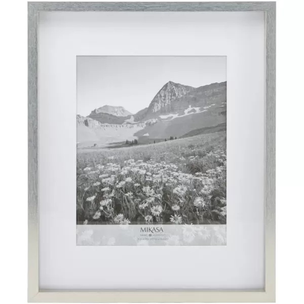 Mikasa 16x16 in. Gallery Frame 15x15 in. Photo without Mat, 5x7 in. Photo with Mat, 2 mm Beveled Mat, Vertical or Horizontal Display, Gray