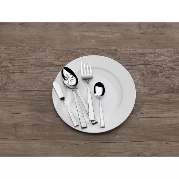 Mikasa 5081086 Regent Bead 65-Piece 18/10 Stainless Steel Flatware Set with Serving Utensil Set, Service for 12