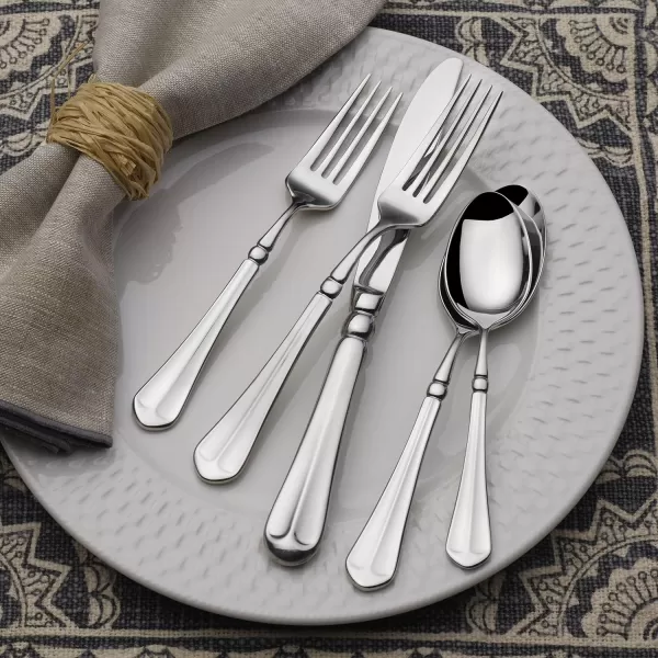 Mikasa 5081086 Regent Bead 65-Piece 18/10 Stainless Steel Flatware Set with Serving Utensil Set, Service for 12
