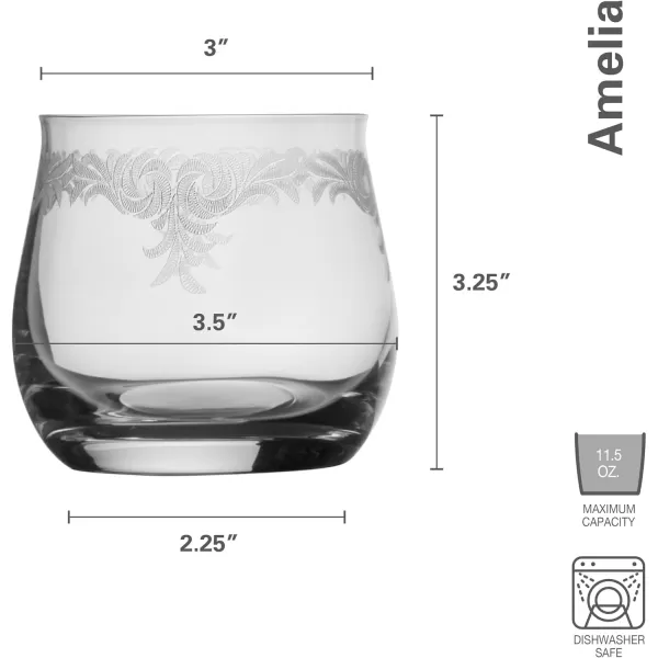 Mikasa Amelia Rocks Double Old Fashioned Glasses, Set of 4, 11.5-Ounce, Clear