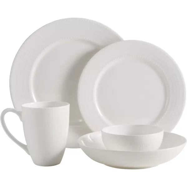 Mikasa Annabele Chip Resistant 40-Piece Dinnerware Set, Service For 8,White