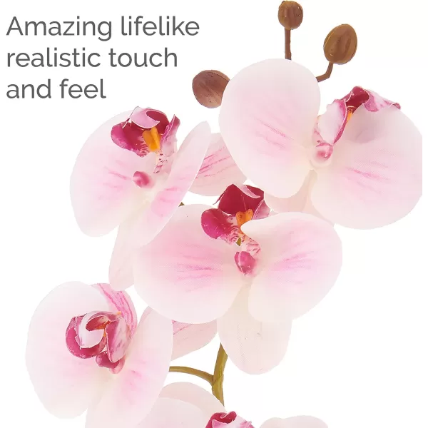 Mikasa Artificial Orchid in Pot, Real Touch Phalaenopsis Orchid, Distressed Grey Cement Pot, 15-Inch Single Branch, Watercolor Pink