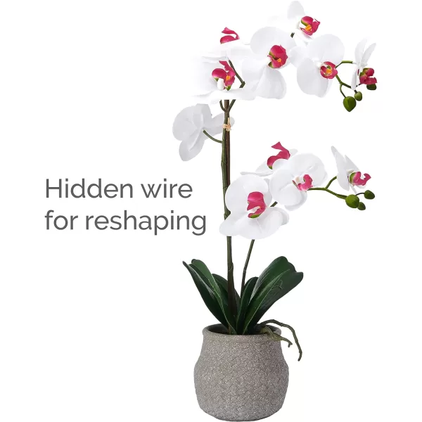 Mikasa Artificial Orchid in Pot, Real Touch Phalaenopsis Orchid, Embossed Weave Cement Pot, 16-Inch Single Branch, White/Pink