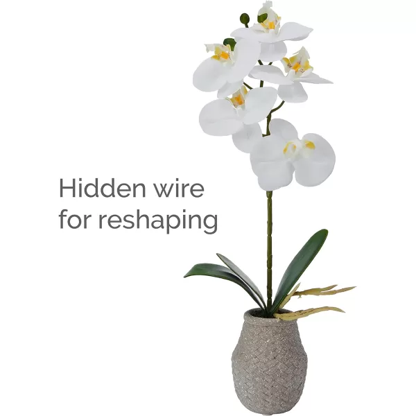 Mikasa Artificial Orchid in Pot, Real Touch Phalaenopsis Orchid, Embossed Weave Cement Pot, 16-Inch Single Branch, White/Pink