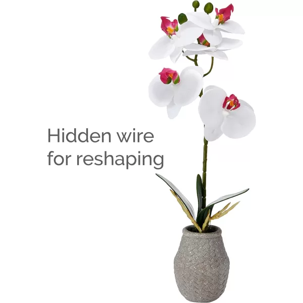 Mikasa Artificial Orchid in Pot, Real Touch Phalaenopsis Orchid, Embossed Weave Cement Pot, 16-Inch Single Branch, White/Pink