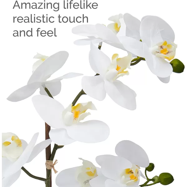 Mikasa Artificial Orchid in Pot, Real Touch Phalaenopsis Orchid, Embossed Weave Cement Pot, 16-Inch Single Branch, White/Pink