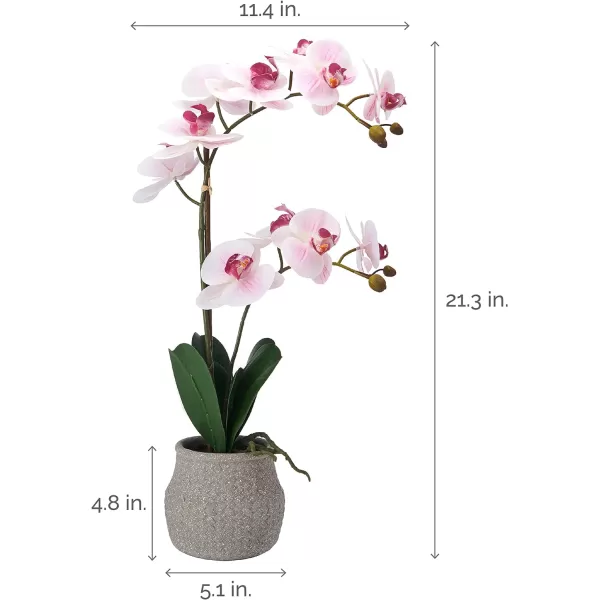 Mikasa Artificial Orchid in Pot, Real Touch Phalaenopsis Orchid, Embossed Weave Cement Pot, 22-Inch Double Branch, Watercolor Pink
