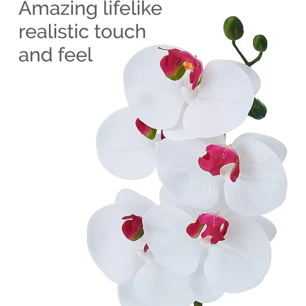 Mikasa Artificial Orchid in Pot, Real Touch Phalaenopsis Orchid, Embossed Weave Cement Pot, 22-Inch Double Branch, Watercolor Pink