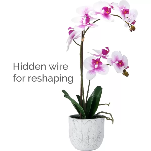 Mikasa Artificial Orchid in Pot, Real Touch Phalaenopsis Orchid, Embossed Weave Cement Pot, 22-Inch Double Branch, Watercolor Pink