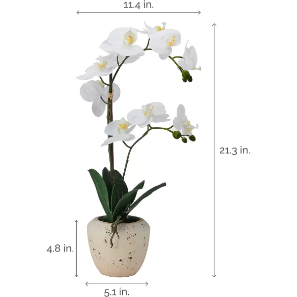 Mikasa Artificial Orchid in Pot, Real Touch Phalaenopsis Orchid, Embossed Weave Cement Pot, 22-Inch Double Branch, Watercolor Pink