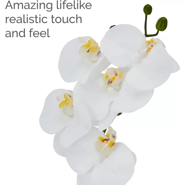 Mikasa Artificial Orchid in Pot, Real Touch Phalaenopsis Orchid, Embossed Weave Cement Pot, 22-Inch Double Branch, Watercolor Pink