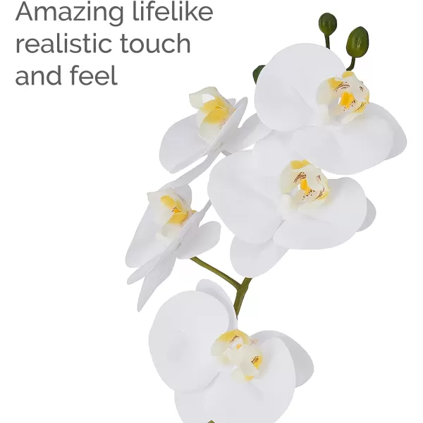 Mikasa Artificial Orchid in Pot, Real Touch Phalaenopsis Orchid, Silver Texture Ceramic Pot, 22-Inch Double Branch, White/Pink