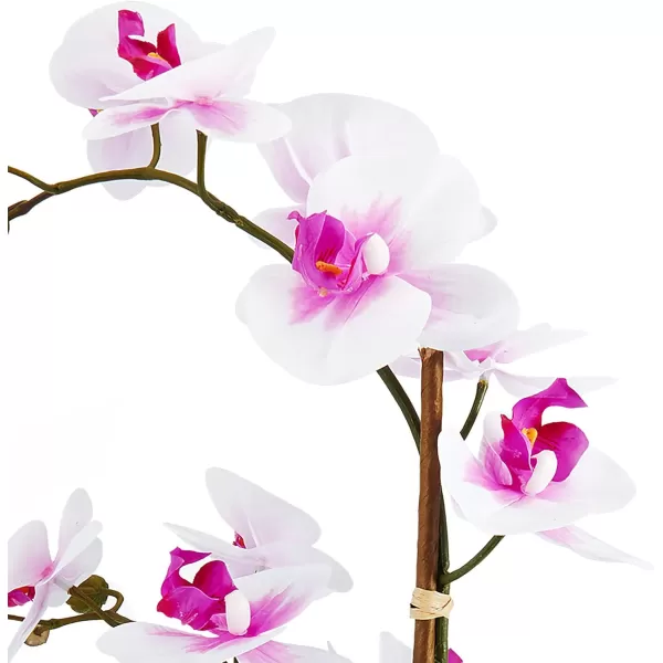 Mikasa Artificial Real Touch Phalaenopsis Orchid Flower in Pot, Faux Floral Décor for Wedding, Home, Office, Party, Hotel, Salon, 15-Inch, White Pink