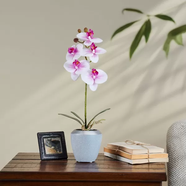 Mikasa Artificial Real Touch Phalaenopsis Orchid Flower in Pot, Faux Floral Décor for Wedding, Home, Office, Party, Hotel, Salon, 15-Inch, White Pink