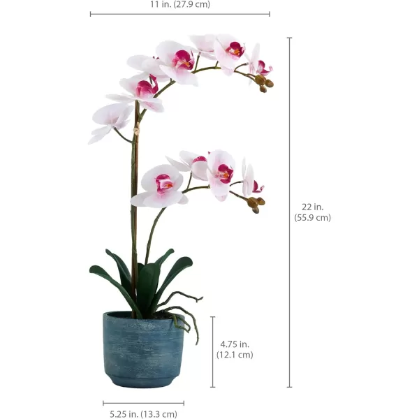 Mikasa Artificial Real Touch Phalaenopsis Orchid Flower in Pot, Faux Floral Décor for Wedding, Home, Office, Party, Hotel, Salon, 15-Inch, White Pink
