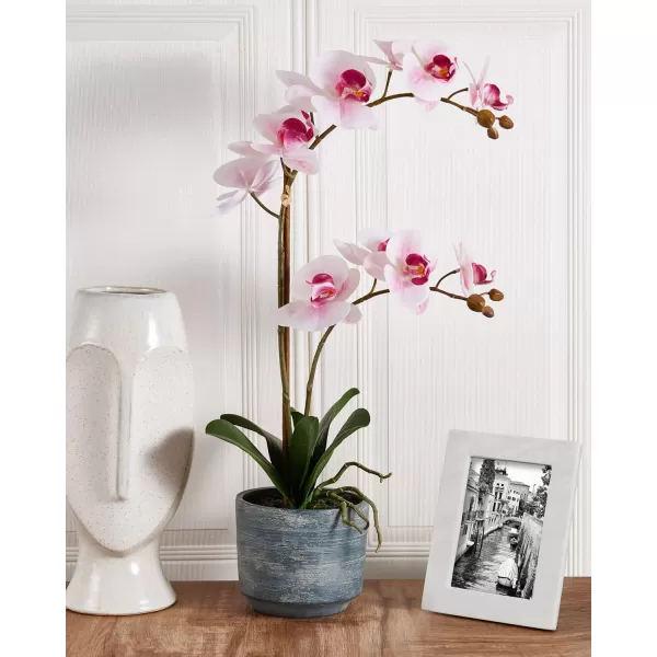 Mikasa Artificial Real Touch Phalaenopsis Orchid Flower in Pot, Faux Floral Décor for Wedding, Home, Office, Party, Hotel, Salon, 15-Inch, White Pink