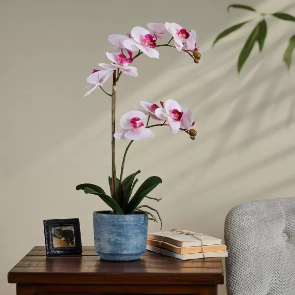 Mikasa Artificial Real Touch Phalaenopsis Orchid Flower in Pot, Faux Floral Décor for Wedding, Home, Office, Party, Hotel, Salon, 15-Inch, White Pink
