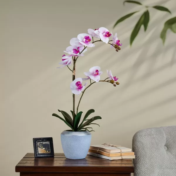 Mikasa Artificial Real Touch Phalaenopsis Orchid Flower in Pot, Faux Floral Décor for Wedding, Home, Office, Party, Hotel, Salon, 15-Inch, White Pink