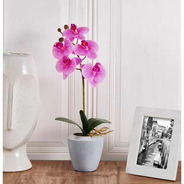 Mikasa Artificial Real Touch Phalaenopsis Orchid Flower in Pot, Faux Floral Décor for Wedding, Home, Office, Party, Hotel, Salon, 15-Inch, White Pink