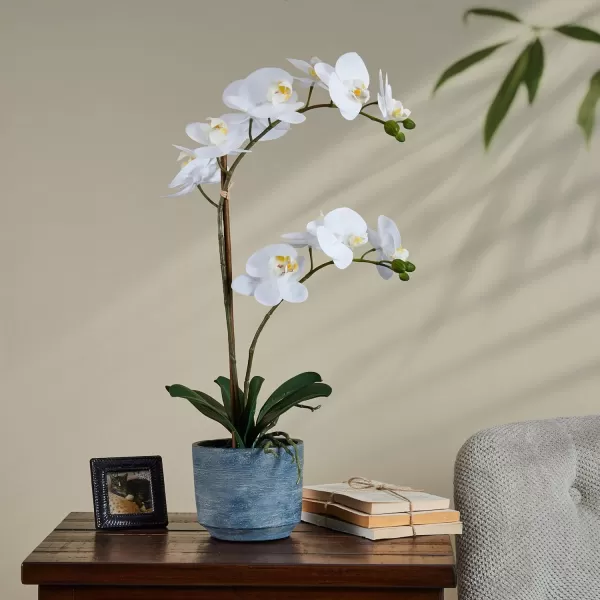 Mikasa Artificial Real Touch Phalaenopsis Orchid Flower in Pot, Faux Floral Décor for Wedding, Home, Office, Party, Hotel, Salon, 15-Inch, White Pink