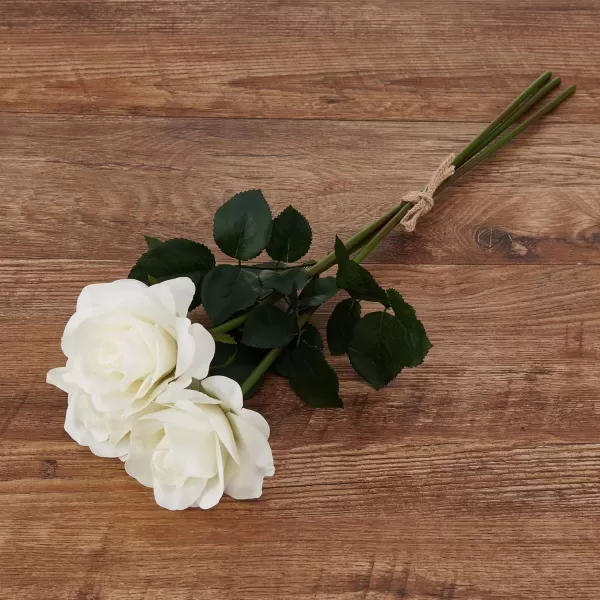 Mikasa Artificial Realistic Touch Rose Faux Floral for Home Kitchen Wedding Decorations, 24-Inch, White