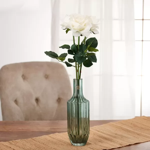 Mikasa Artificial Realistic Touch Rose Faux Floral for Home Kitchen Wedding Decorations, 24-Inch, White
