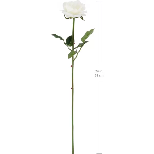 Mikasa Artificial Realistic Touch Rose Faux Floral for Home Kitchen Wedding Decorations, 24-Inch, White
