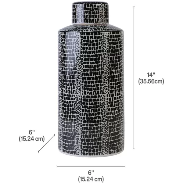 Mikasa Blue Crackle Ceramic Canister, Store Small Household Items or Display Faux Florals, Black and White