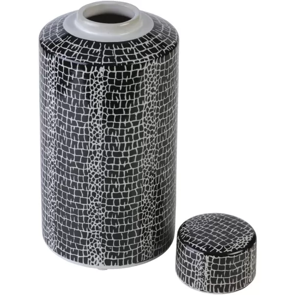 Mikasa Blue Crackle Ceramic Canister, Store Small Household Items or Display Faux Florals, Black and White