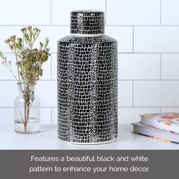 Mikasa Blue Crackle Ceramic Canister, Store Small Household Items or Display Faux Florals, Black and White