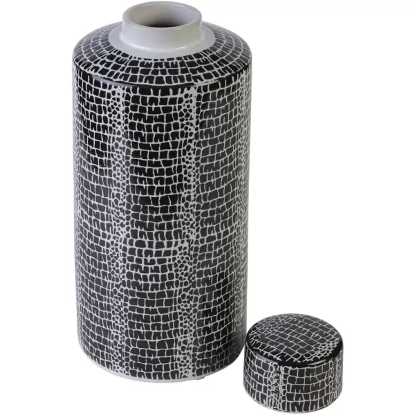 Mikasa Blue Crackle Ceramic Canister, Store Small Household Items or Display Faux Florals, Black and White