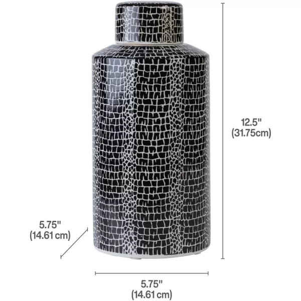 Mikasa Blue Crackle Ceramic Canister, Store Small Household Items or Display Faux Florals, Black and White