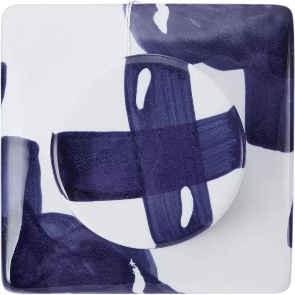 Mikasa Blue and White Landscape Round Ceramic Ginger Jar, Store Small Household Items or Display Faux Florals, 15 INCH