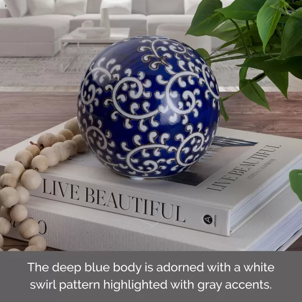 Mikasa Blue and White Swirl Ceramic Decorative Sphere