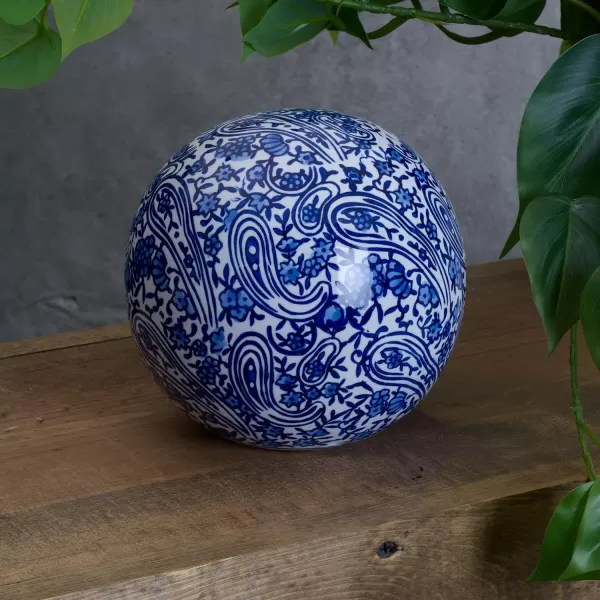 Mikasa Blue and White Swirl Ceramic Decorative Sphere