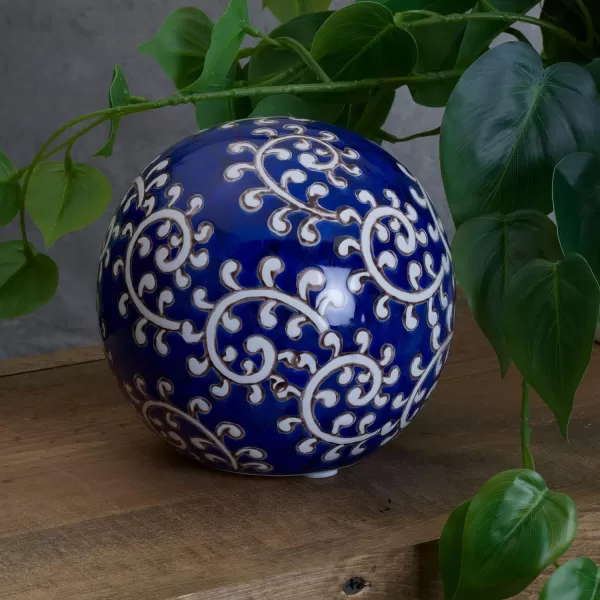 Mikasa Blue and White Swirl Ceramic Decorative Sphere