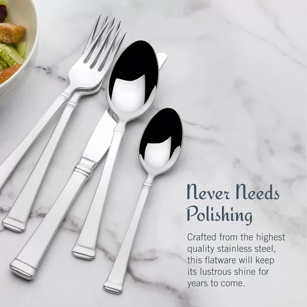 Mikasa, Bravo Flatware Service for 12, 65 Piece Set, 18/10 Stainless Steel, Silverware Set with Serving Utensils