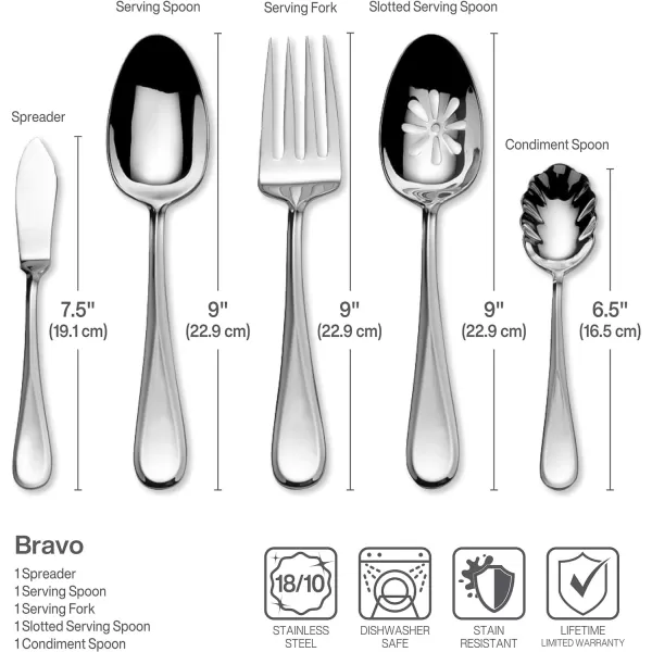 Mikasa, Bravo Flatware Service for 12, 65 Piece Set, 18/10 Stainless Steel, Silverware Set with Serving Utensils