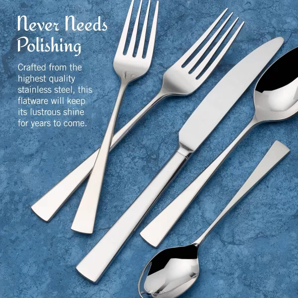 Mikasa, Bravo Flatware Service for 12, 65 Piece Set, 18/10 Stainless Steel, Silverware Set with Serving Utensils