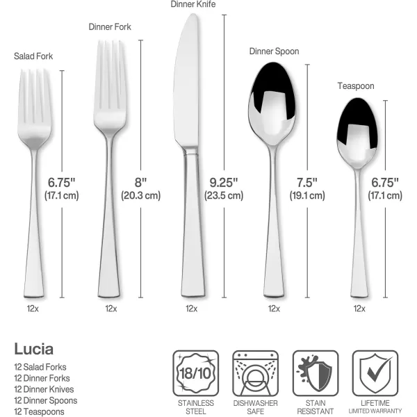 Mikasa, Bravo Flatware Service for 12, 65 Piece Set, 18/10 Stainless Steel, Silverware Set with Serving Utensils
